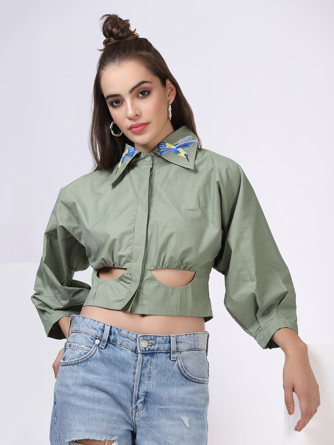 Olive Cut-Out Top