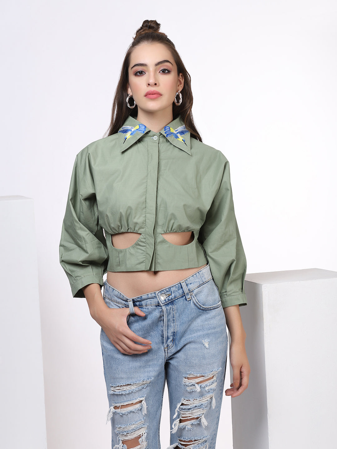 Olive Cut-Out Top