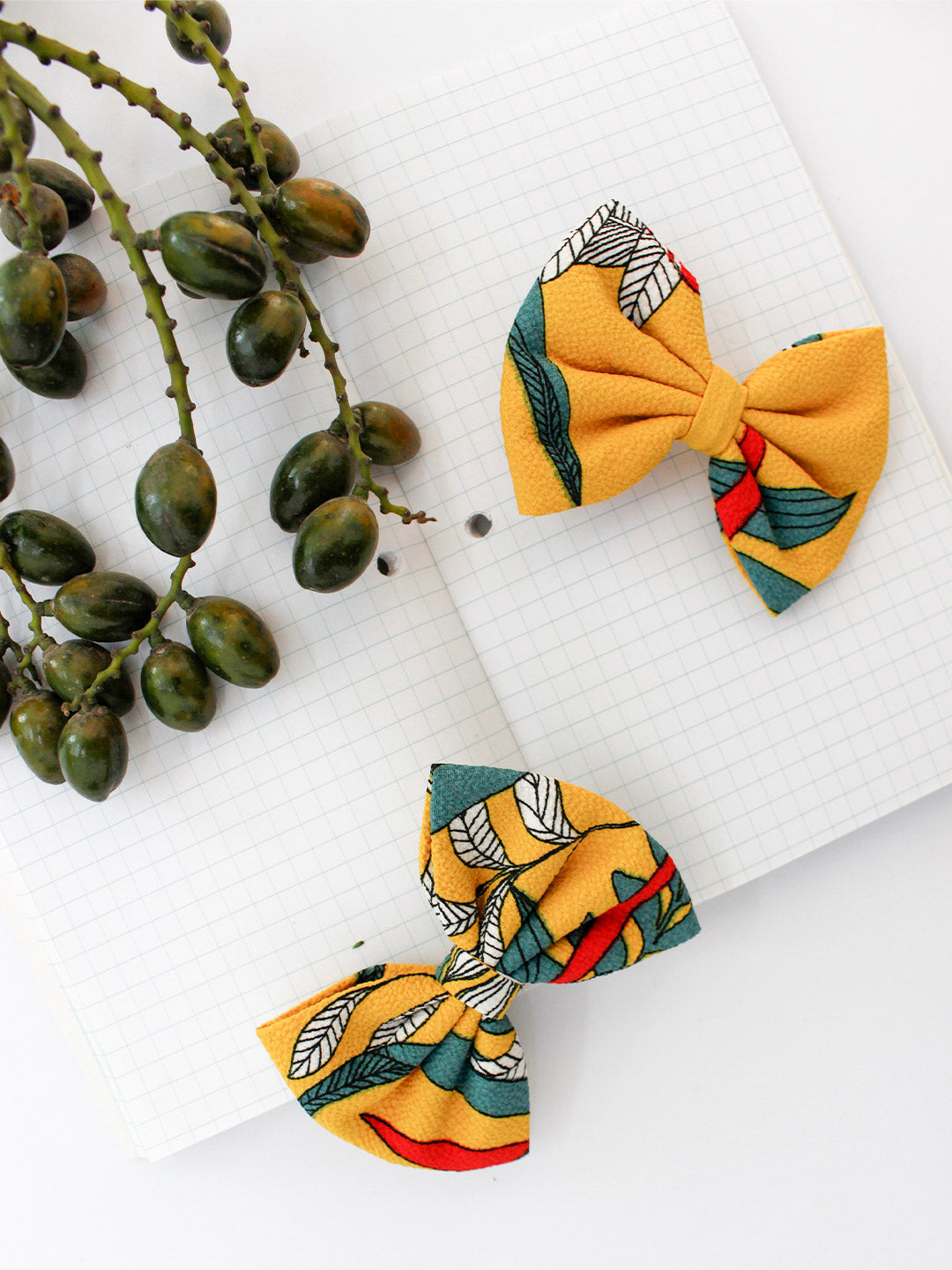 Floral Mustard Bow- Set of 2
